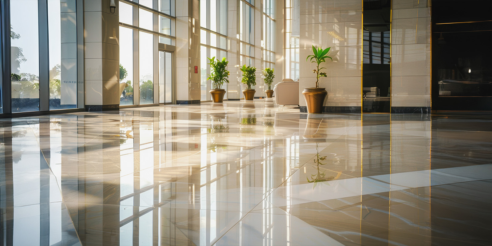 commercial marble floor polished